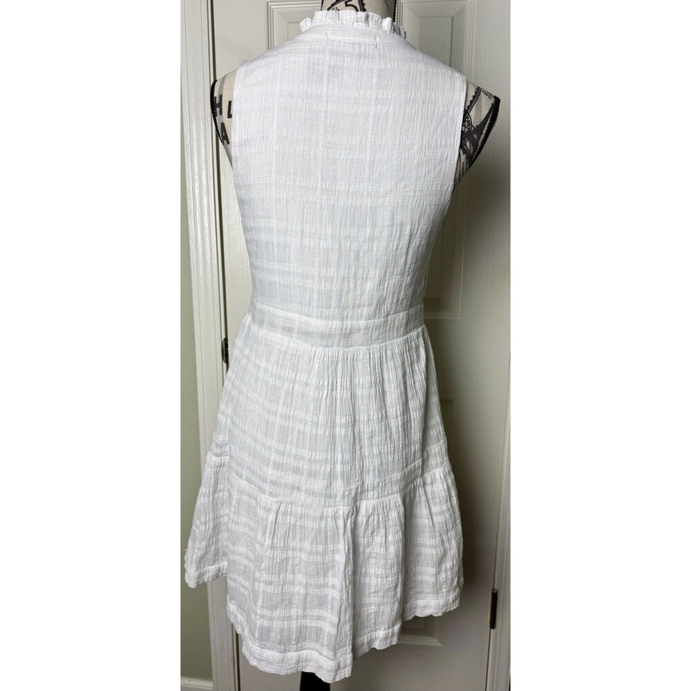 Gibsonlook White Sleeveless Ruffle Split Neck Knee Sundress Women Size S - Picture 5 of 7